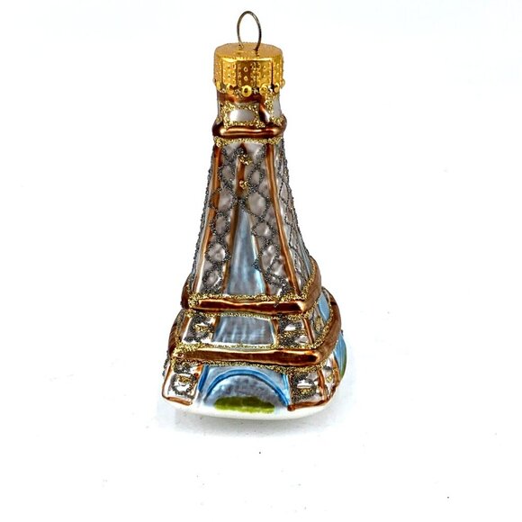 Unique Treasures Paris Effiel Tower Christmas Ornament Blown Glass 3" Tall - Picture 2 of 6